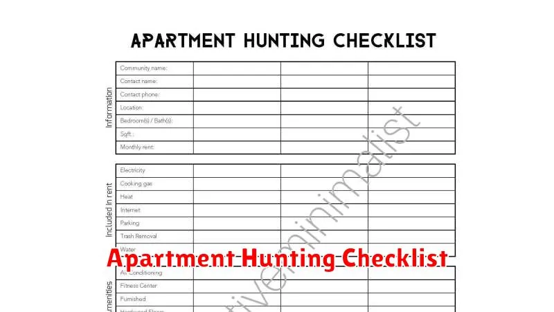 Apartment Hunting Checklist